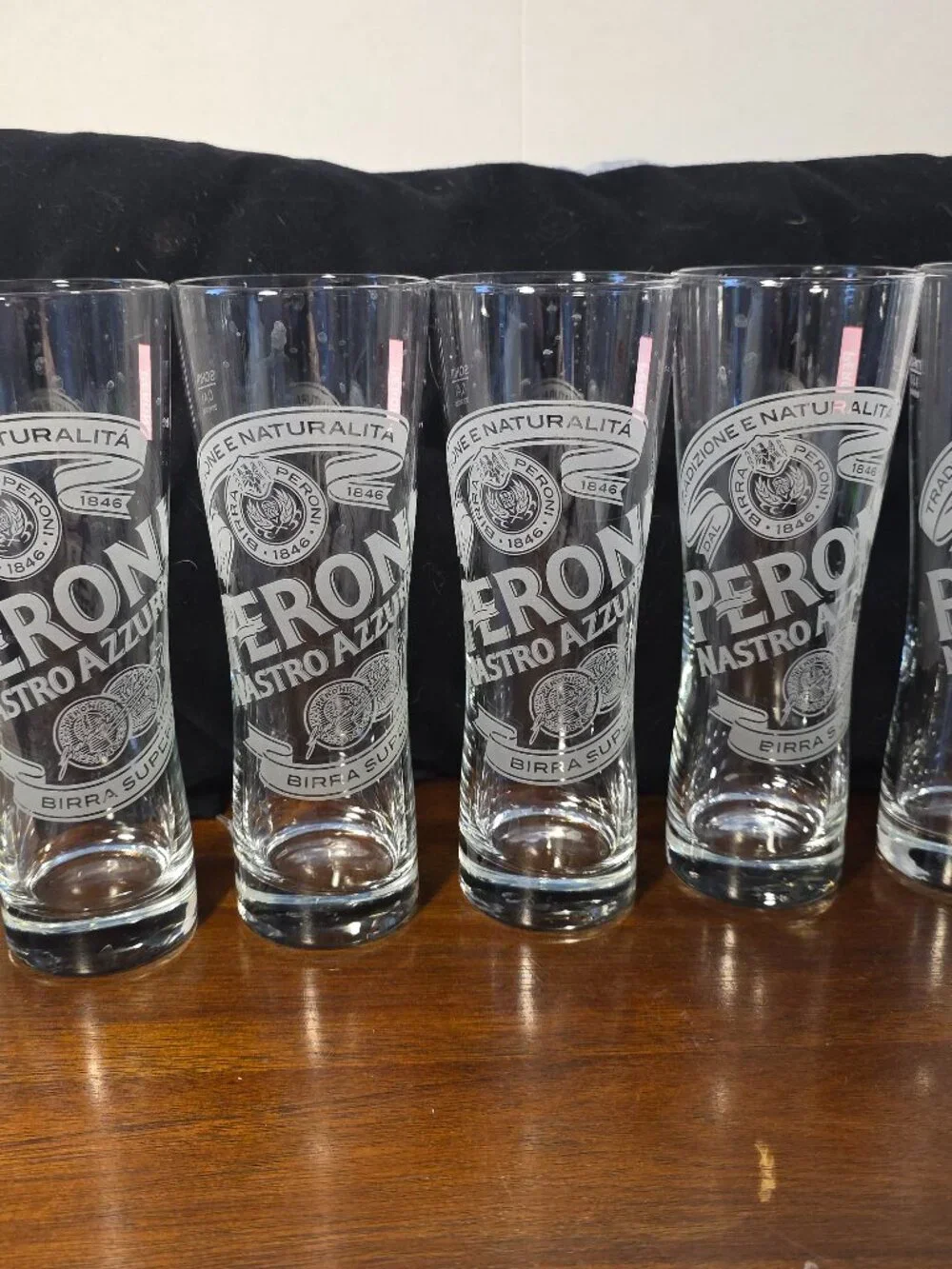 Peroni Nastro Azzurro Etched Beer Glasses set of 6